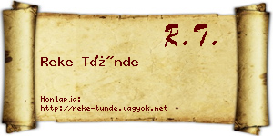 Reke Tünde névjegykártya